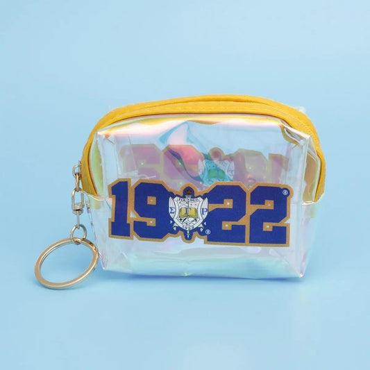 Sigma Gamma Rho Iridescent Zipper Pouch Keychain – Blue & Gold SGRHO 1922