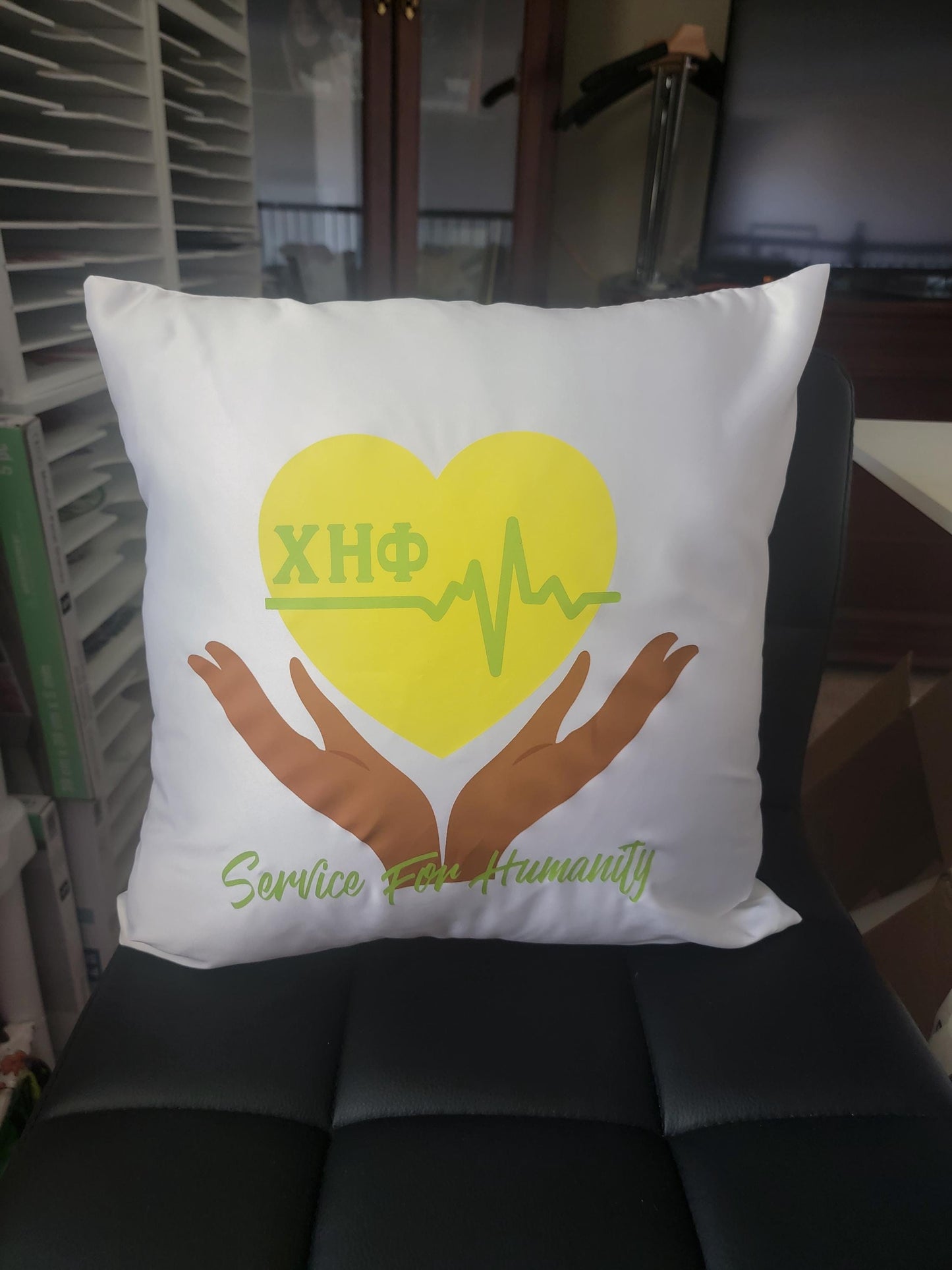 Chi Eta Phi Nursing Sorority "Service for Humanity" Throw Pillow – Sorority Pride & Comfort