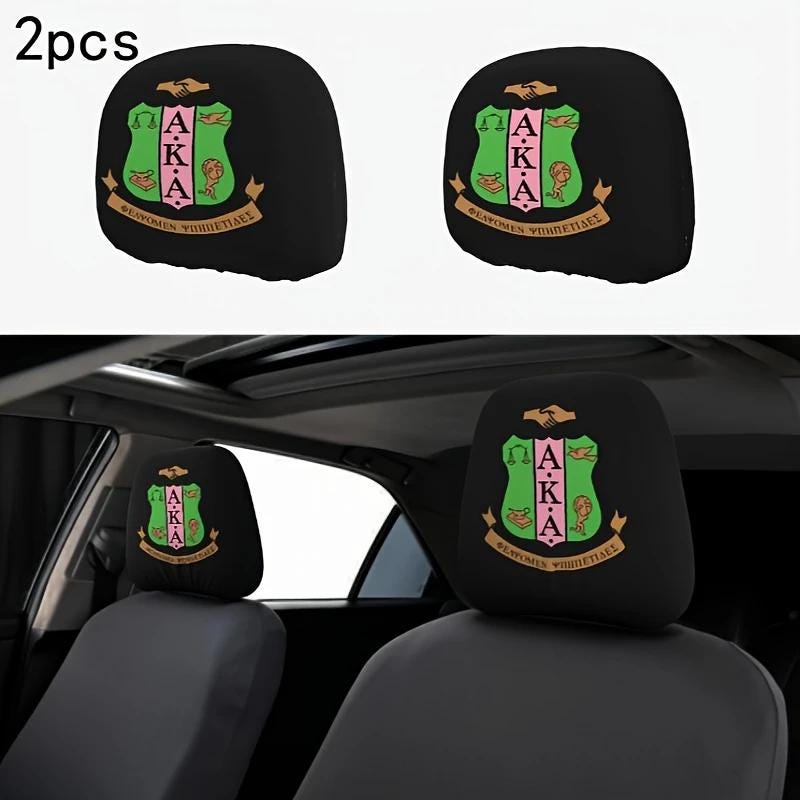 Alpha Kappa Alpha Car Headrest Covers – Set of 2 Universal Fit Auto Accessories
