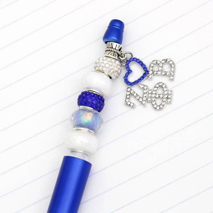 Bling Bead & Charm Sorority Pen – Alpha Kappa Alpha, Zeta Phi Beta, Sigma Gamma Rho, or Delta Sigma Theta | Glitter Twist Ballpoint Pen