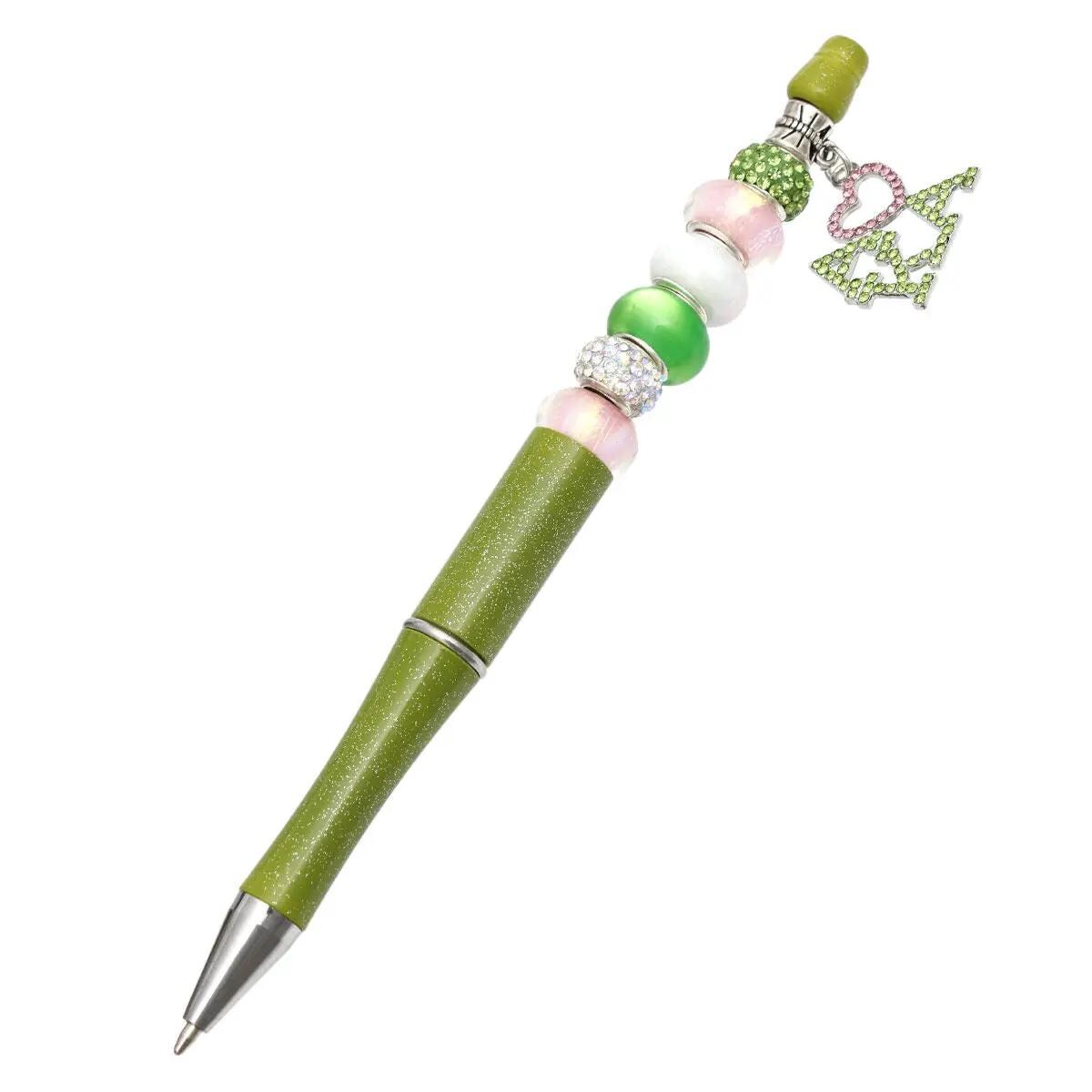 Bling Bead & Charm Sorority Pen – Alpha Kappa Alpha, Zeta Phi Beta, Sigma Gamma Rho, or Delta Sigma Theta | Glitter Twist Ballpoint Pen