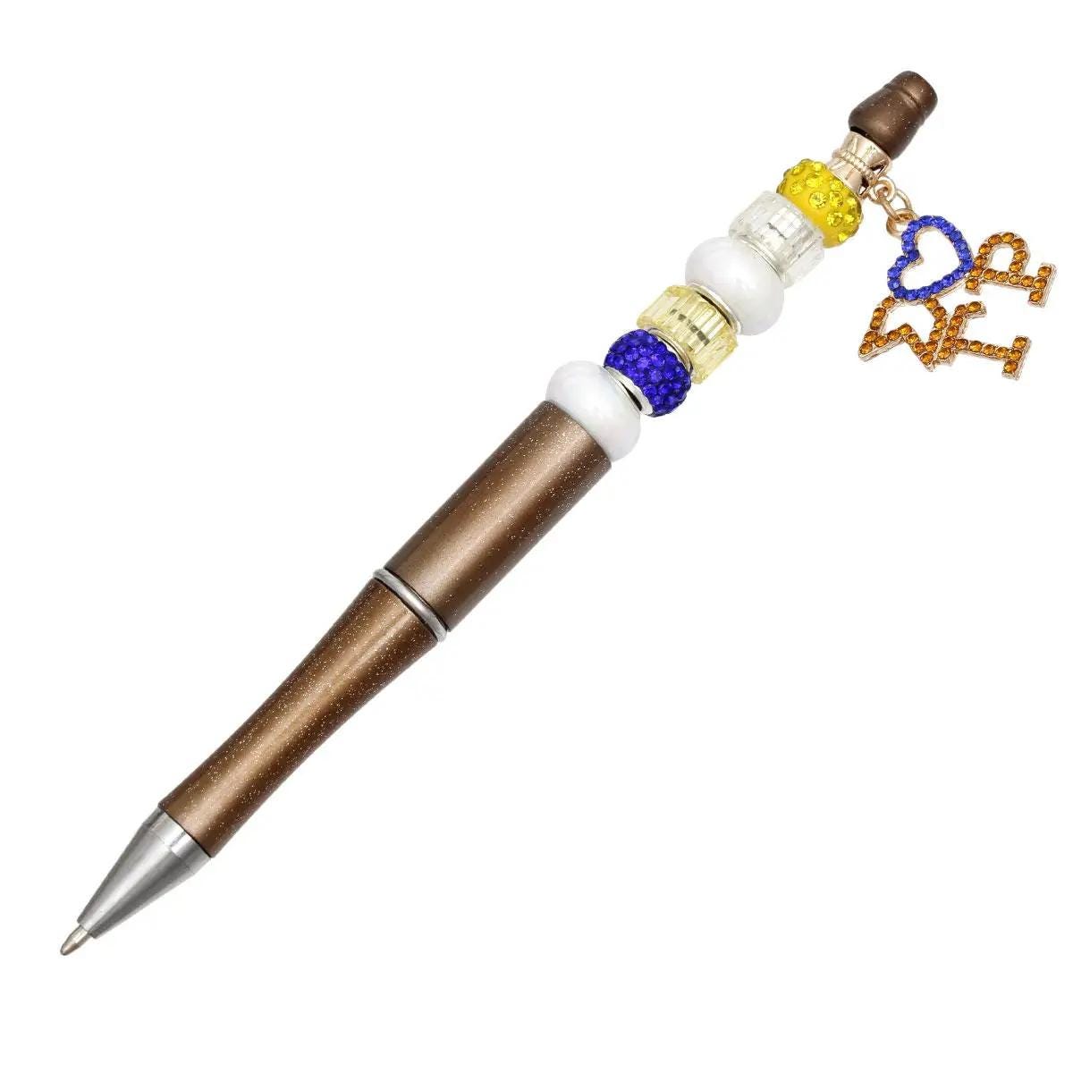 Bling Bead & Charm Sorority Pen – Alpha Kappa Alpha, Zeta Phi Beta, Sigma Gamma Rho, or Delta Sigma Theta | Glitter Twist Ballpoint Pen