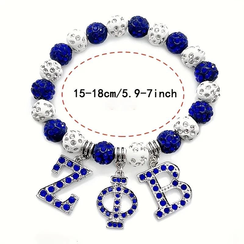ZETA Inspired Stretch Bracelet | Handcrafted Rhinestone & Polymer Clay Bangle | Boho Sorority Jewelry Gift