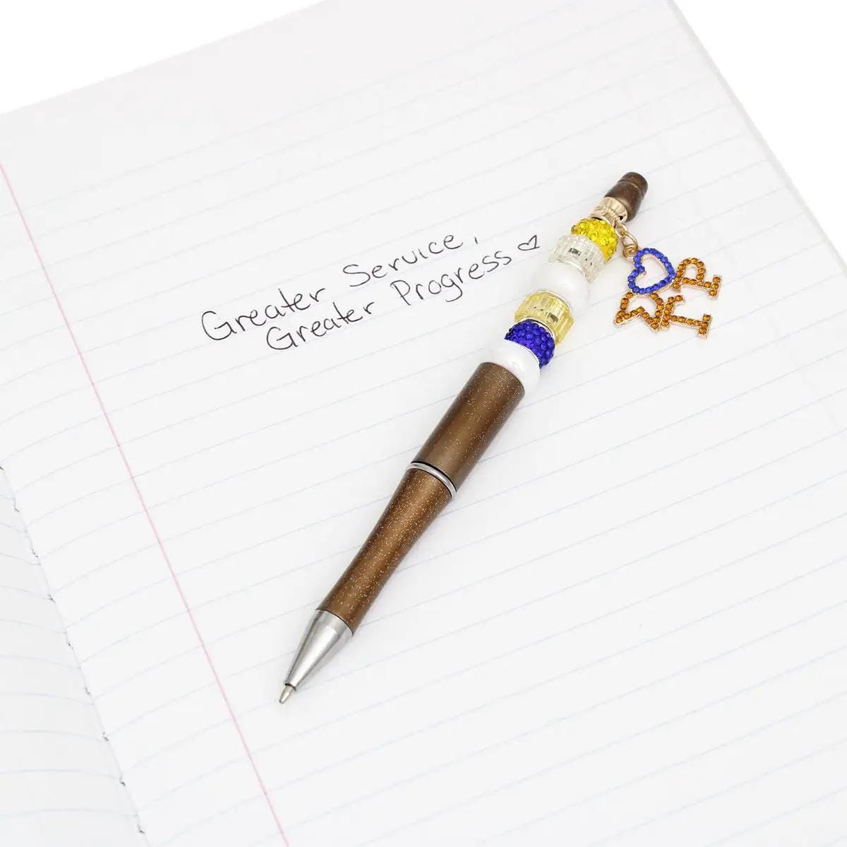 Bling Bead & Charm Sorority Pen – Alpha Kappa Alpha, Zeta Phi Beta, Sigma Gamma Rho, or Delta Sigma Theta | Glitter Twist Ballpoint Pen