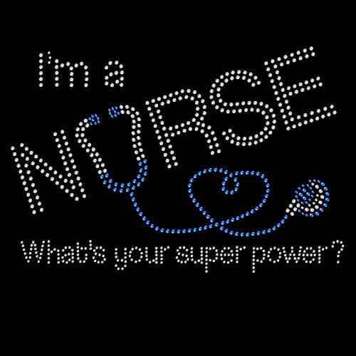 VDTFDW- Rhinestone Transfer- Nurse Superpower