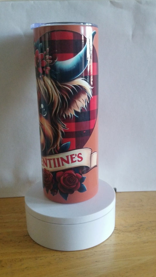 VDTFDW- 20 oz Stainless Steel Tumbler | Valentine's Day Heart w/ Cow
